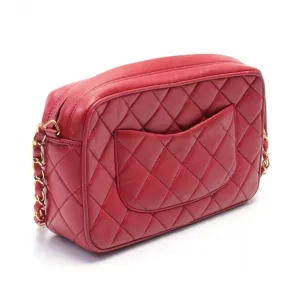 Chanel Vintage Lambskin Chain Camera Bag in Red Leather - A Rank, Type: Shoulder Bag