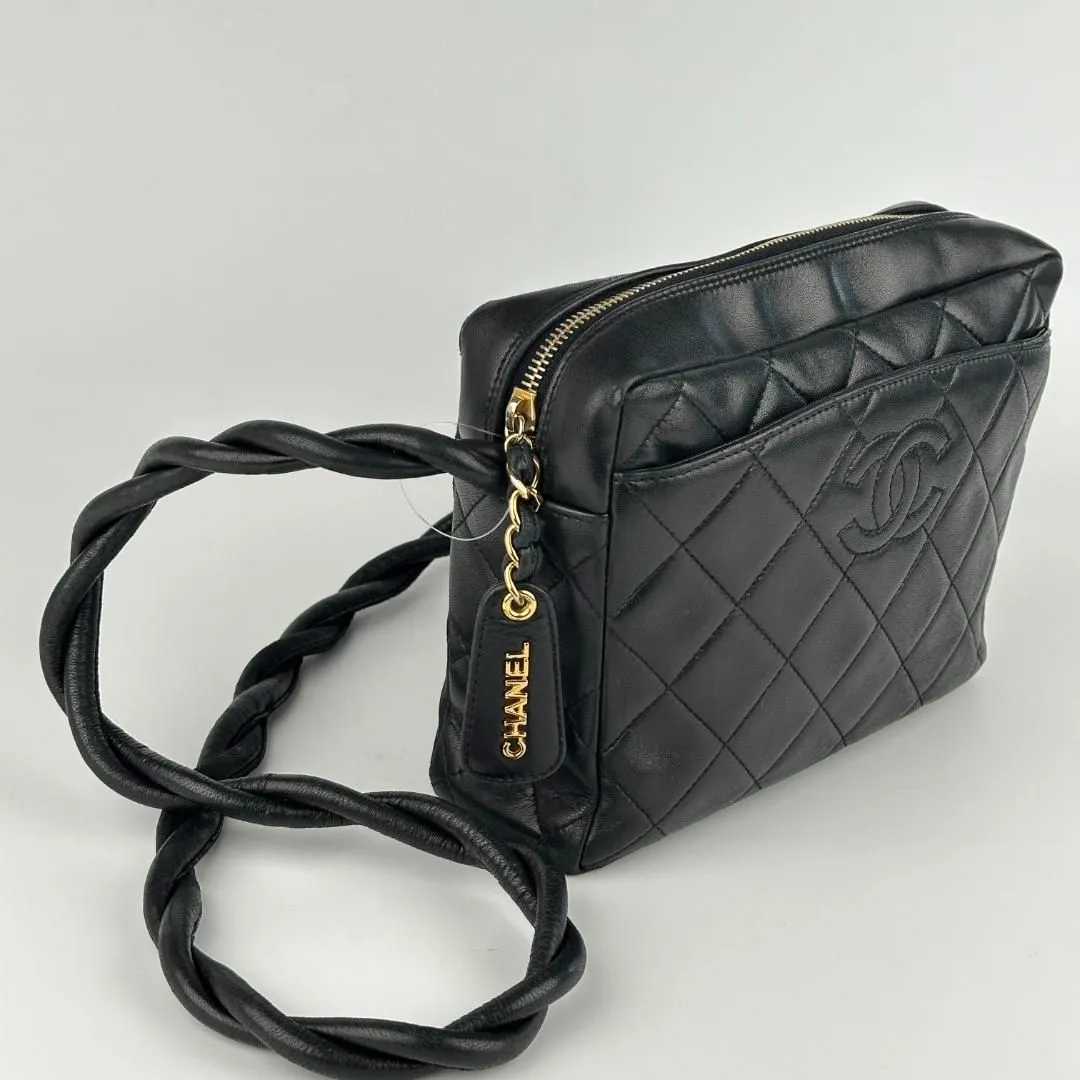 Chanel Vintage Twisted CC Camera Shoulder Bag Quilted Lambskin Small Black MR02042025360942