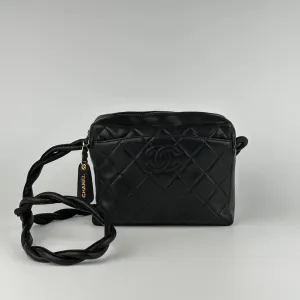 Chanel Vintage Twisted CC Camera Shoulder Bag Quilted Lambskin Small Black MR02042025360942