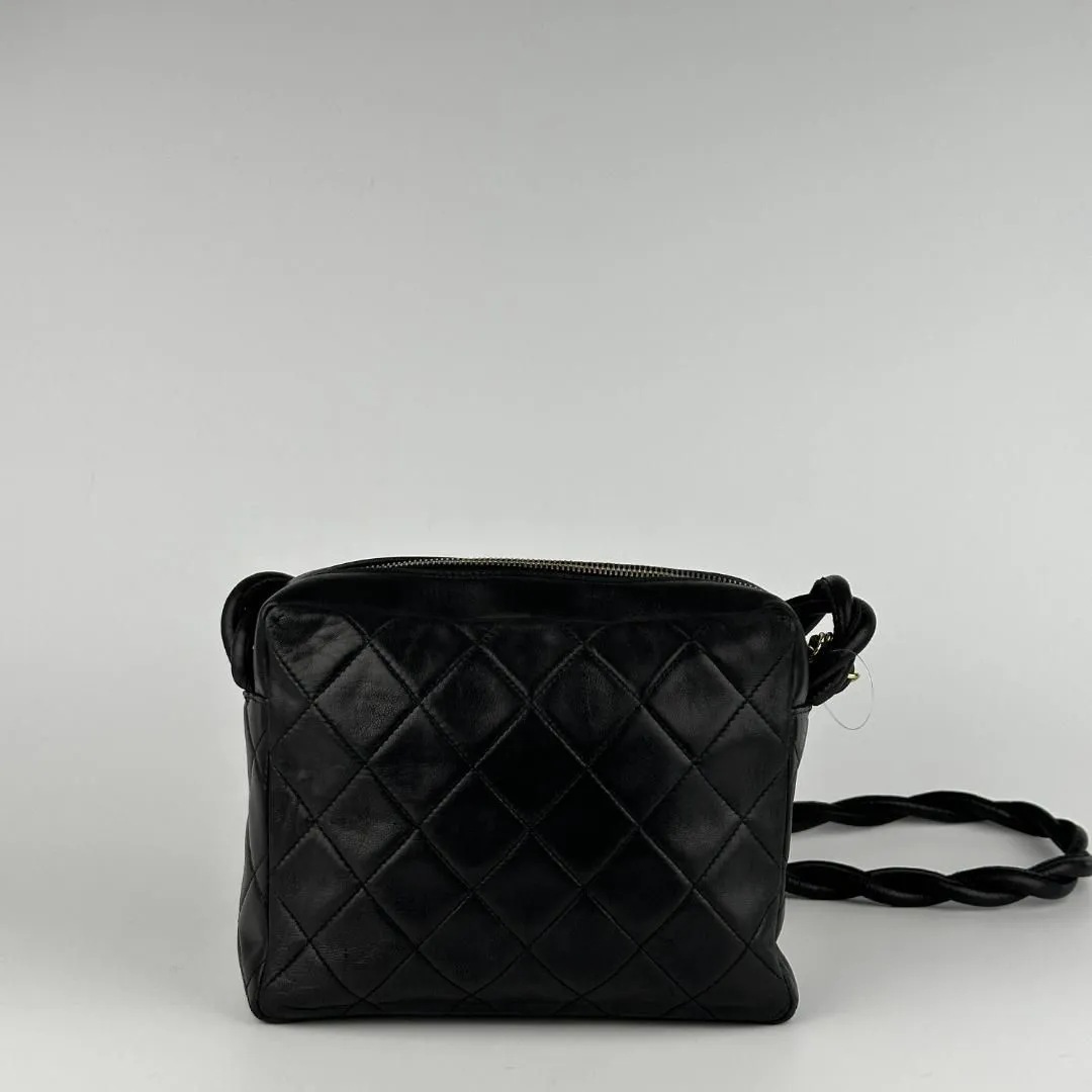 Chanel Vintage Twisted CC Camera Shoulder Bag Quilted Lambskin Small Black MR02042025360942