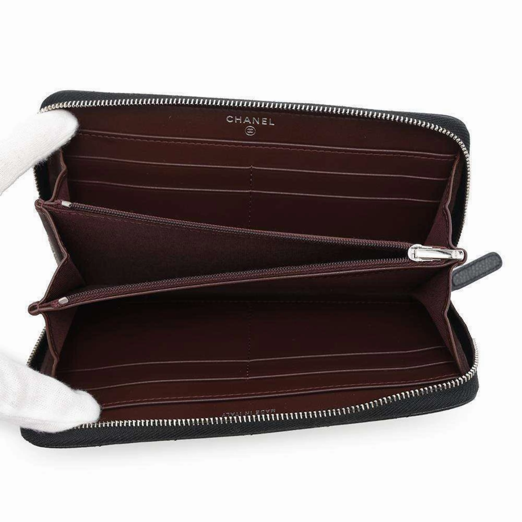 Chanel Grained Calfskin Long Wallet (Bi-Fold) (Pre-Owned)