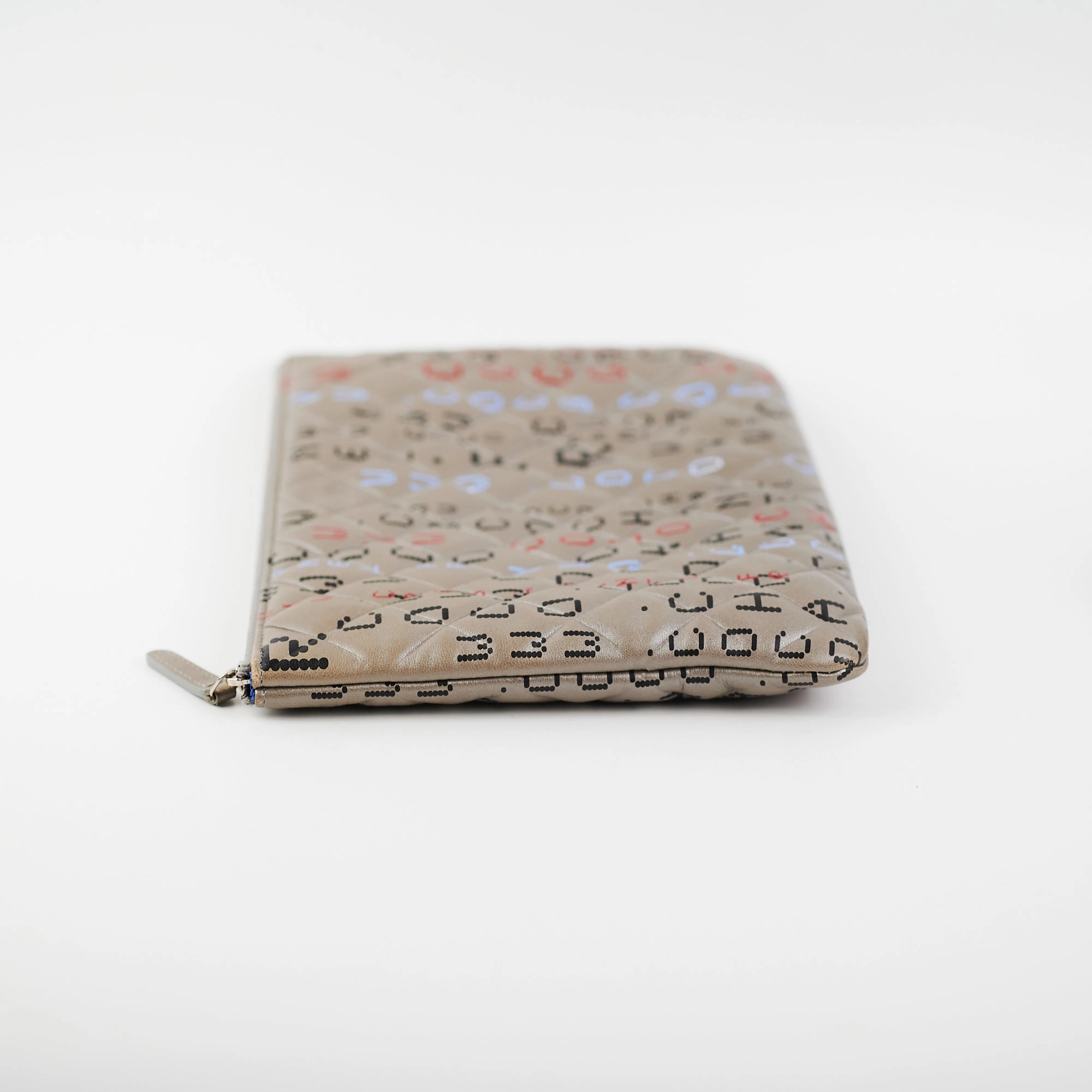 Chanel Medium O Logo Grey Pouch