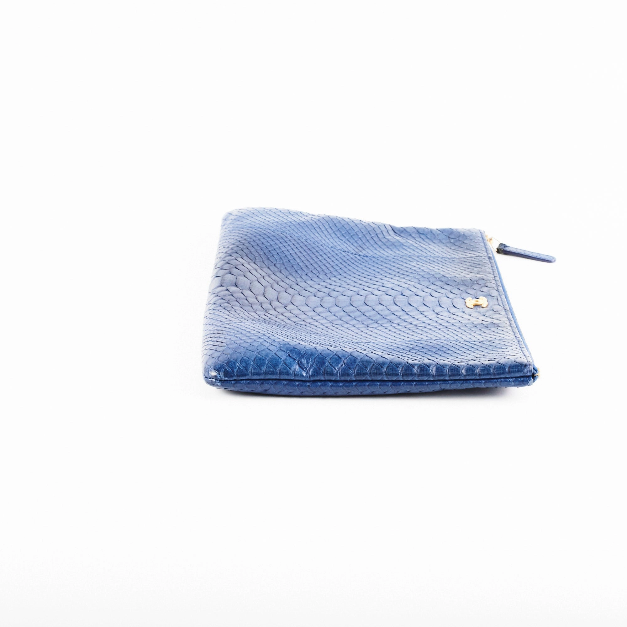 Chanel O case Medium Exotic Leather Blue