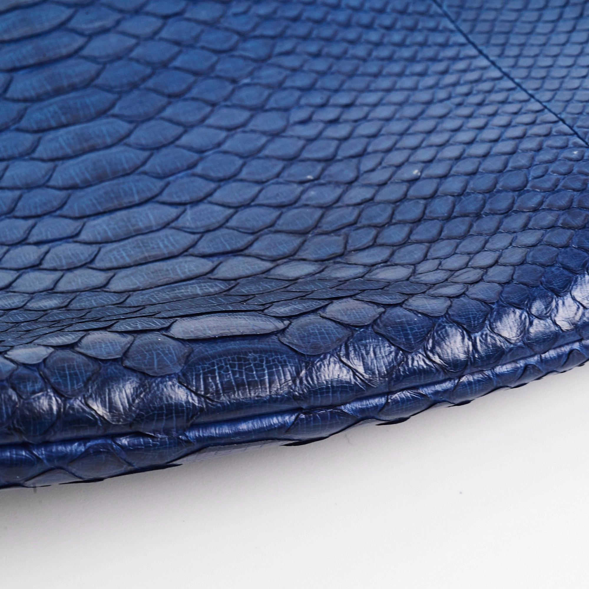 Chanel O case Medium Exotic Leather Blue