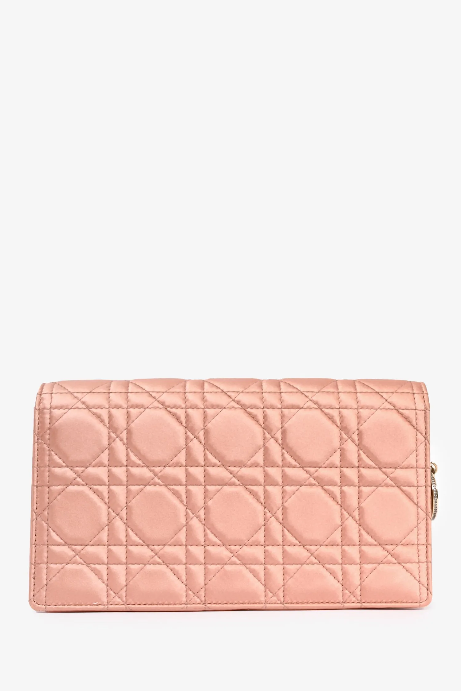 Christian Dior 2019 Pink Satin Cannage Wallet on Chain