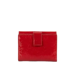 Christian Dior Red Patent Leather Logo Bi-fold Wallet