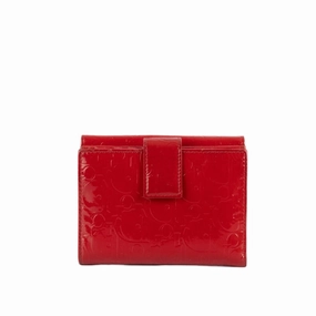 Christian Dior Red Patent Leather Logo Bi-fold Wallet