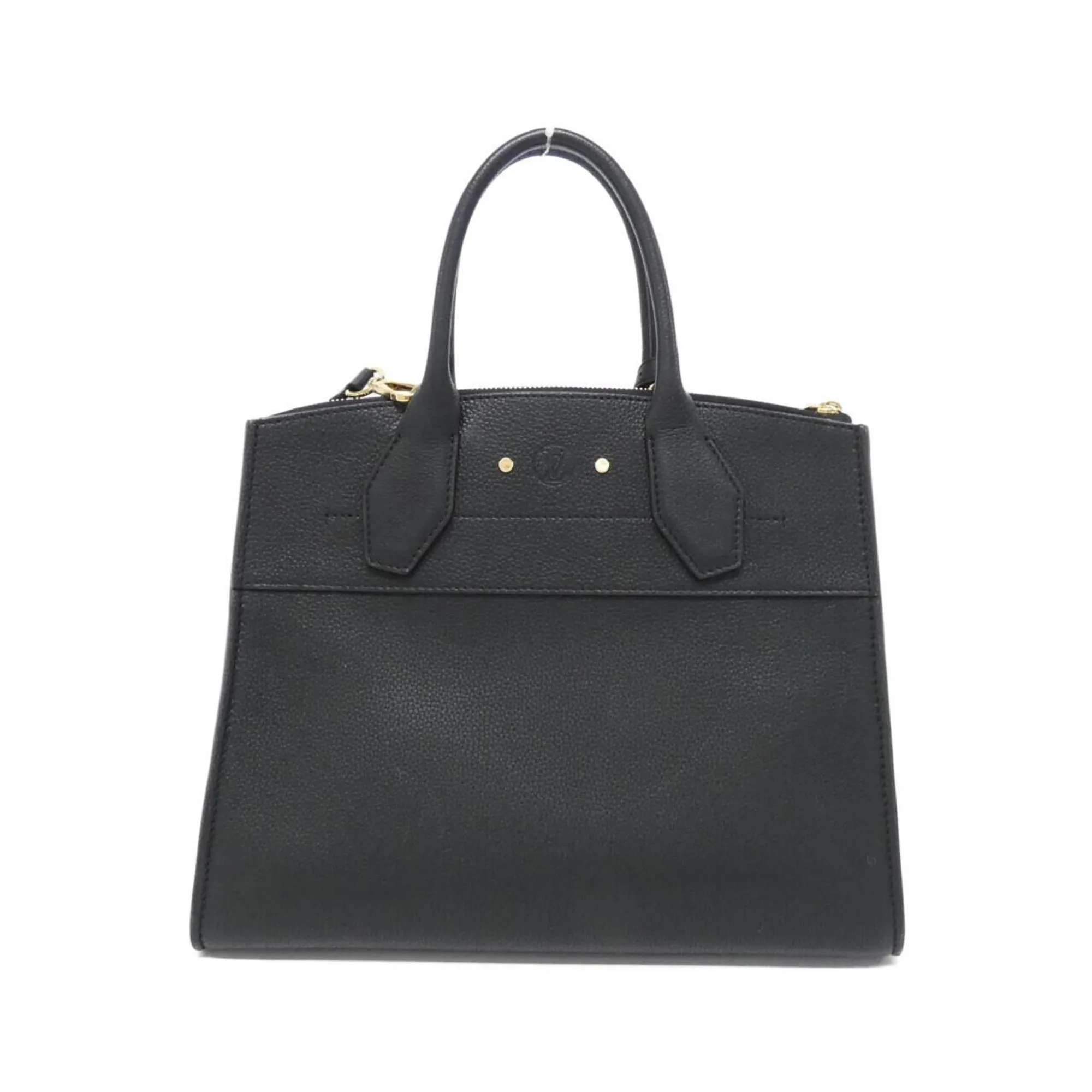 City Steamer Leather Handbag with Key Name Tag Padlock and Shoulder Strap