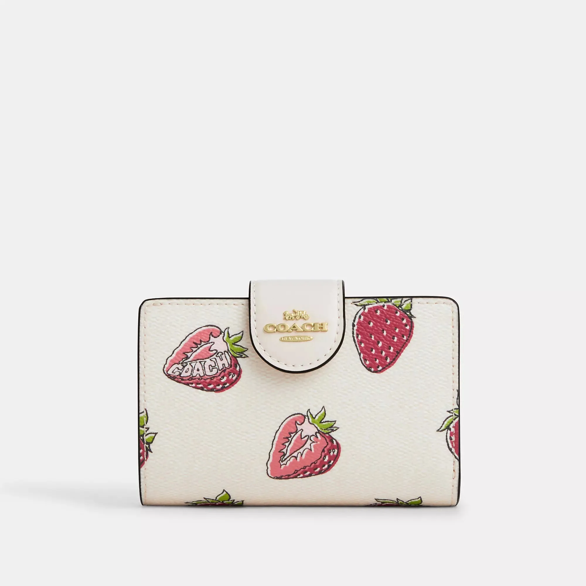 Coach Outlet Medium Corner Zip Wallet With Strawberry Print