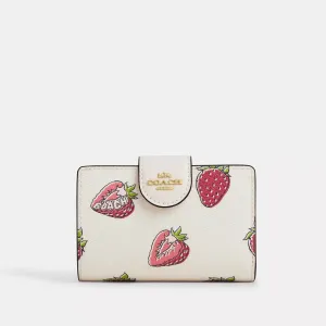 Coach Outlet Medium Corner Zip Wallet With Strawberry Print