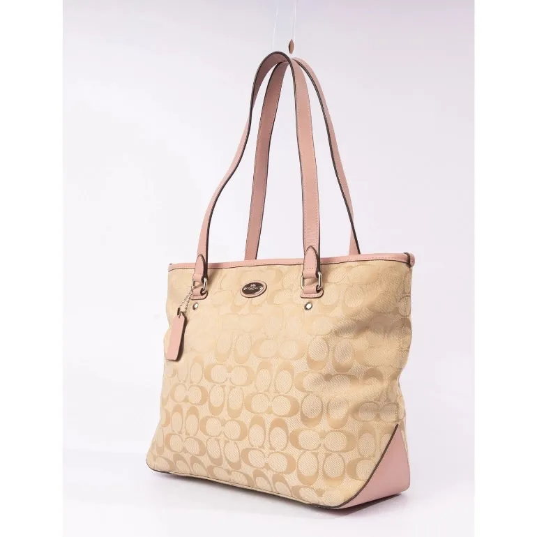 Coach Zip Top Tote In Signature