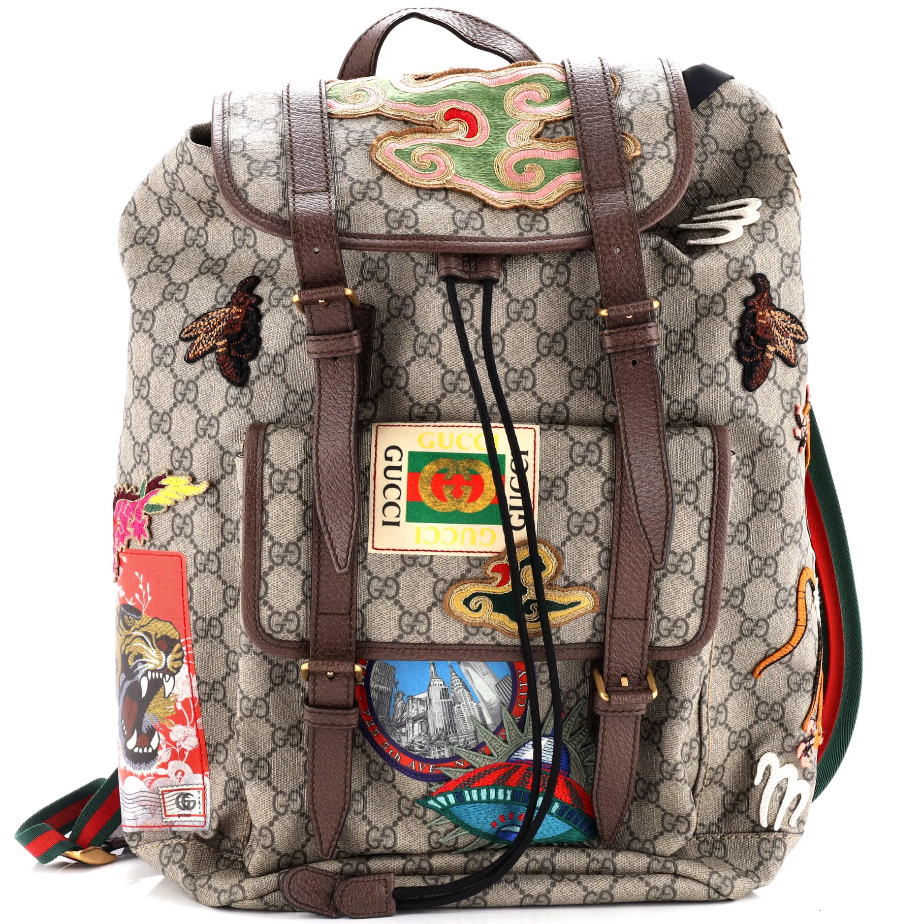 Courrier Soft Backpack GG Coated Canvas with Applique Large
