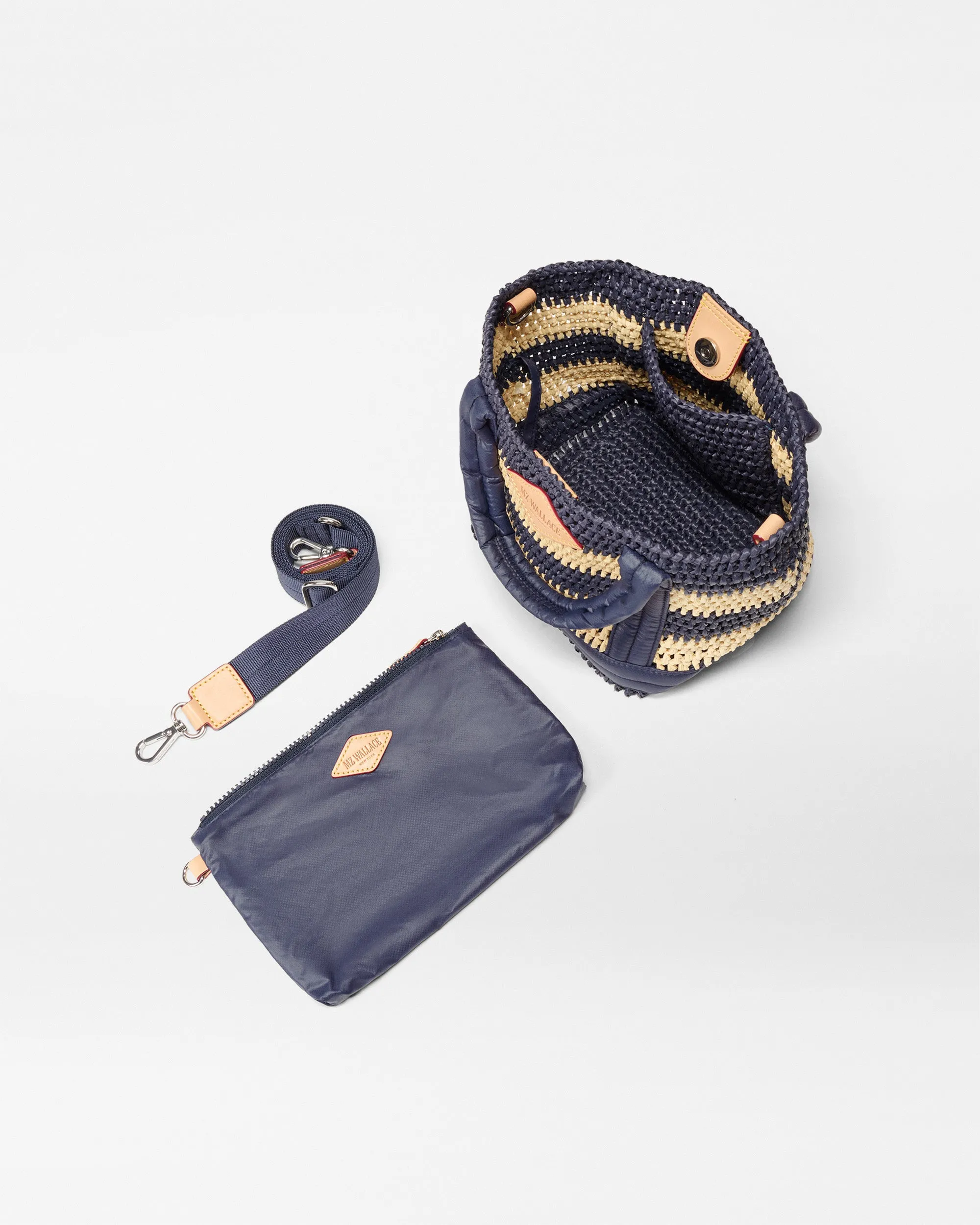 Dawn/Natural Stripe Crochet Mini Crochet Tote