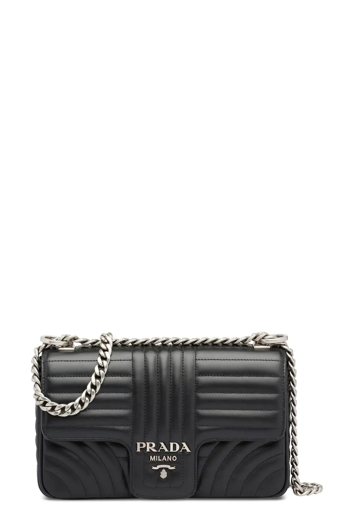 Diagramme Medium Shoulder Bag Black with Silver Hardware