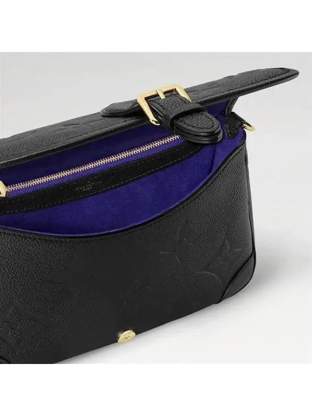 Diane Monogram Leather Shoulder Bag Black