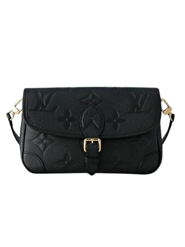 Diane Monogram Leather Shoulder Bag Black