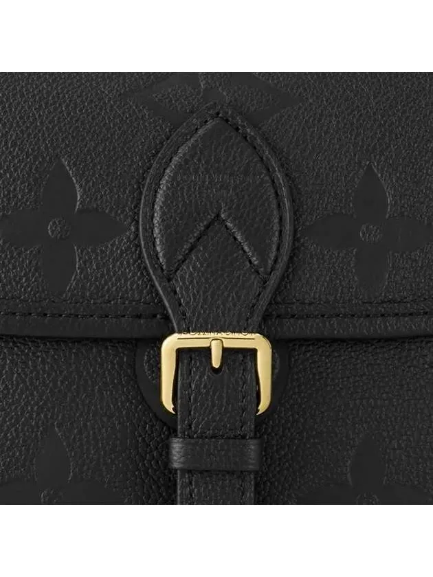 Diane Monogram Leather Shoulder Bag Black