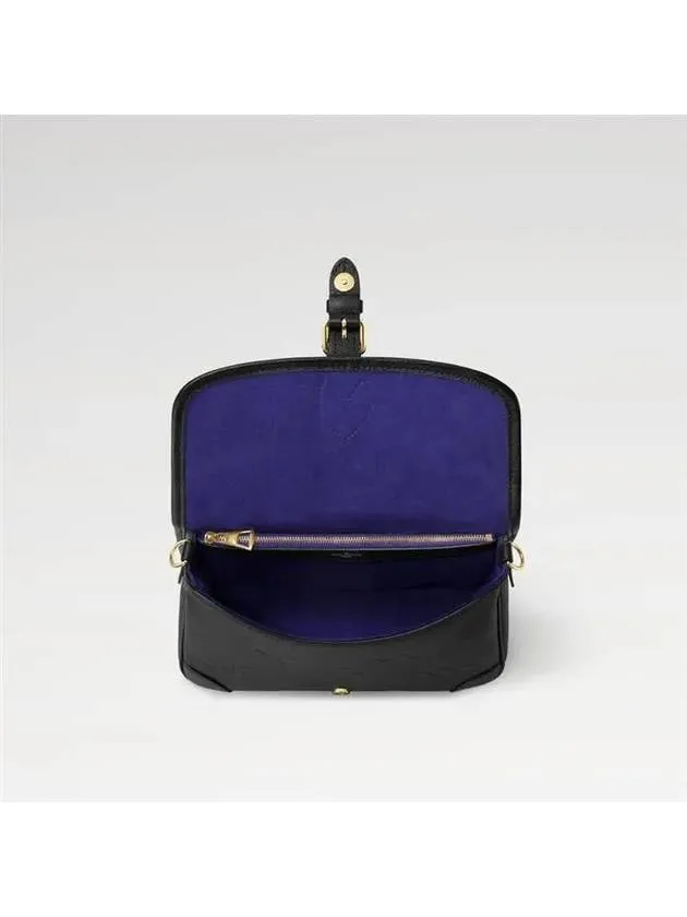 Diane Monogram Leather Shoulder Bag Black