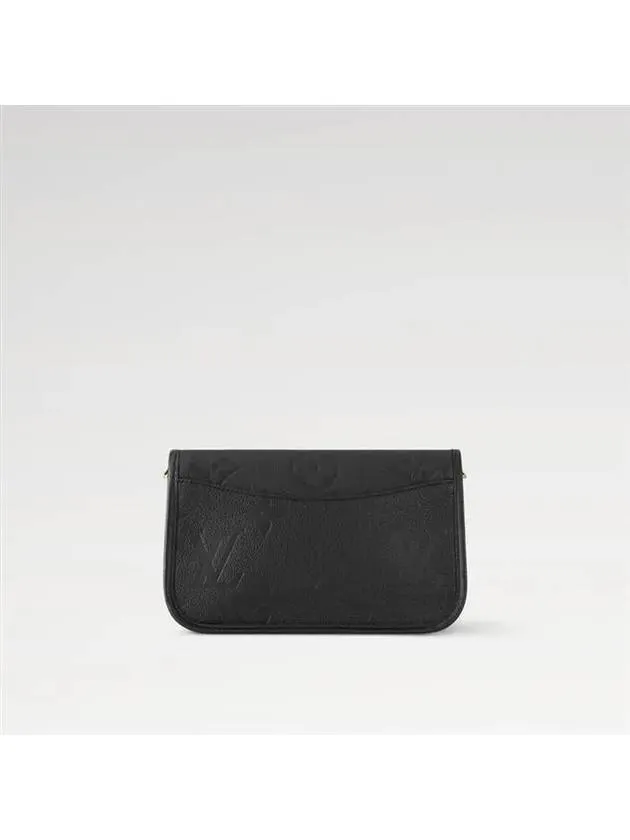 Diane Monogram Leather Shoulder Bag Black