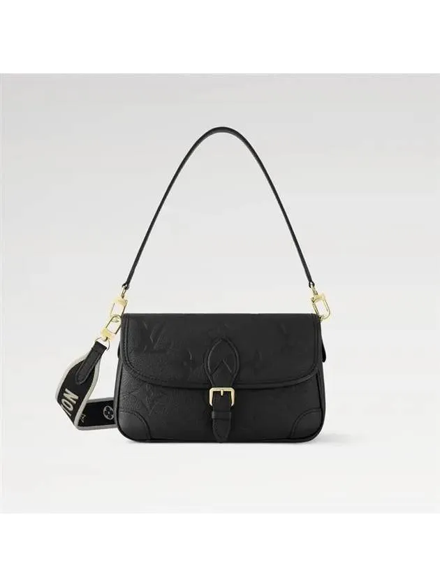Diane Monogram Leather Shoulder Bag Black