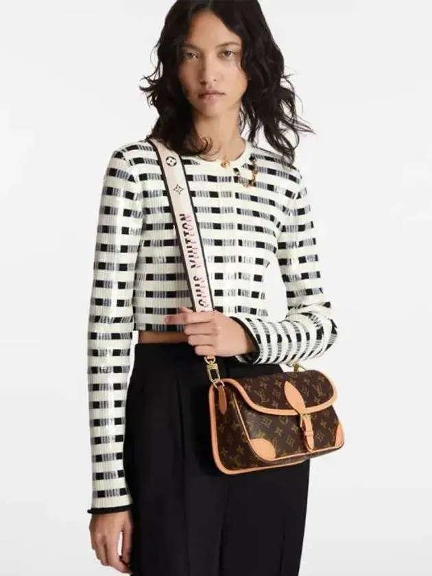 Diane Monogram Shoulder Bag Brown