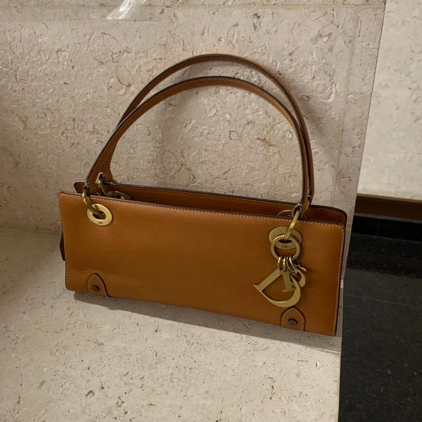 Dior East West Tan Leather Shoulder Bag