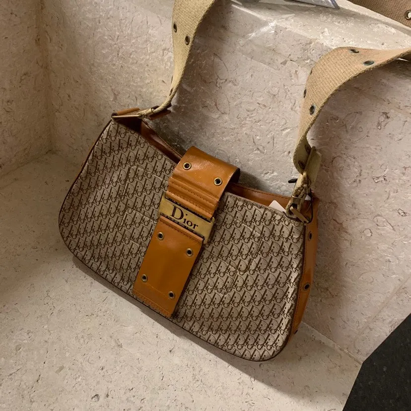 Dior Monogram Columbus Street Chic Brown Shoulder Bag