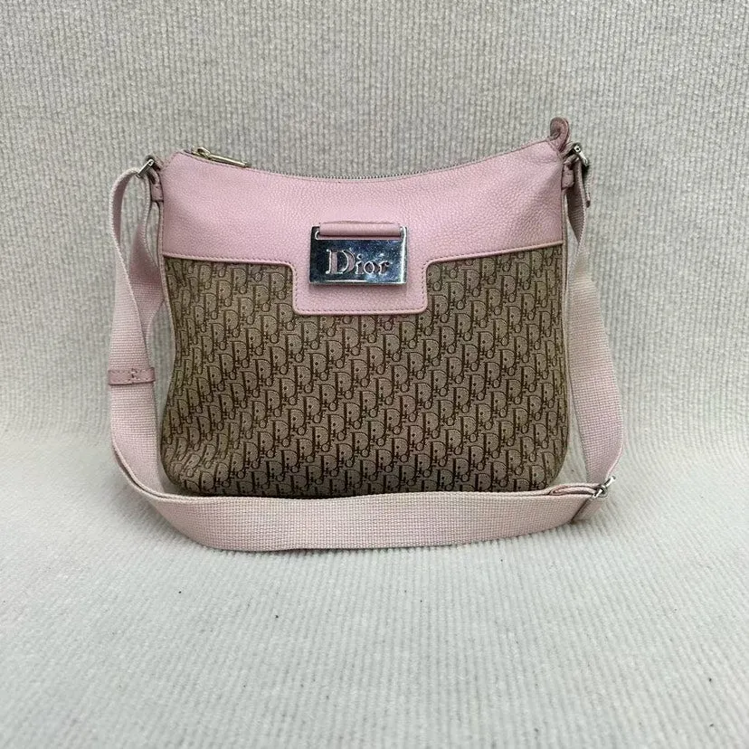 Dior Pink Monogram Canvas Shoulder Bag Medium