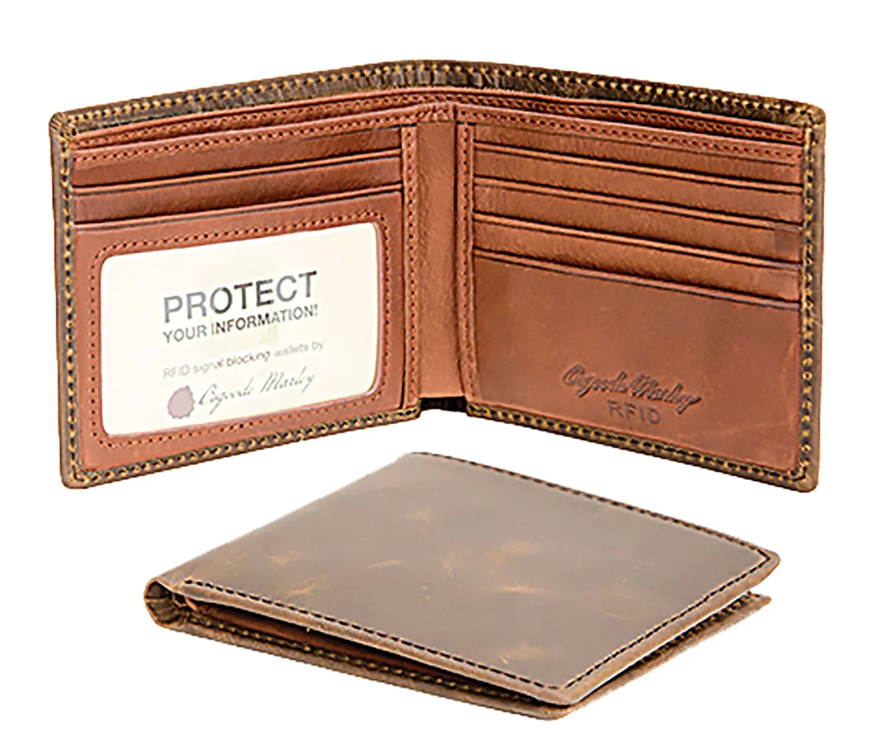 Distressed Leather Thinfild RFID ID Wallet