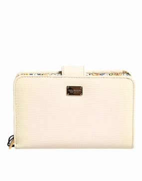 Dolce & Gabbana ivory Calf Leather Compact Logo Plaque Card Holder Women's Wallet (Pre-Owned)