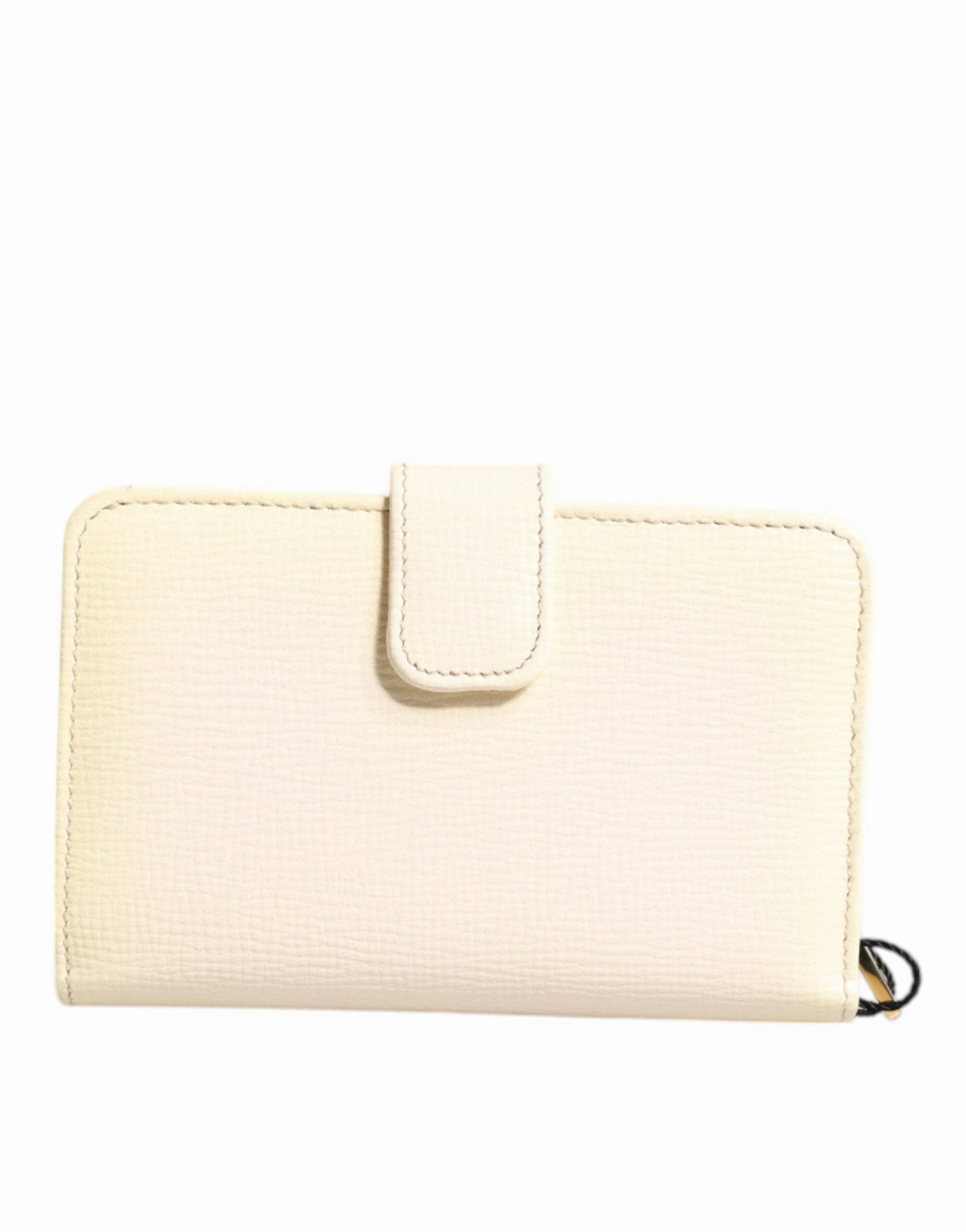 Dolce & Gabbana ivory Calf Leather Compact Logo Plaque Card Holder Women's Wallet (Pre-Owned)