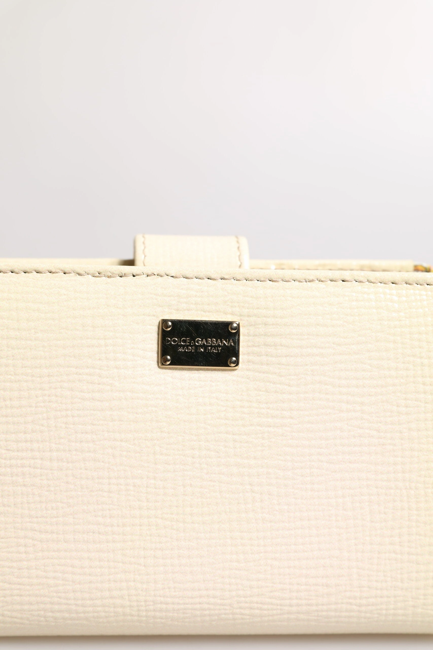 Dolce & Gabbana ivory Calf Leather Compact Logo Plaque Card Holder Women's Wallet (Pre-Owned)