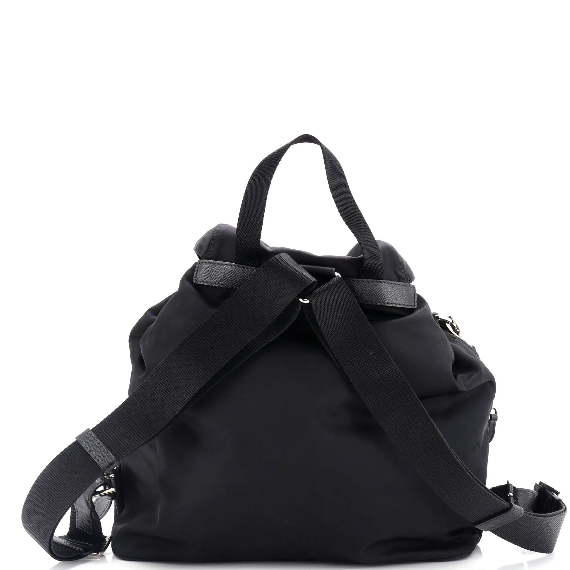 Double Front Pocket Backpack Re-Nylon with Leather Medium