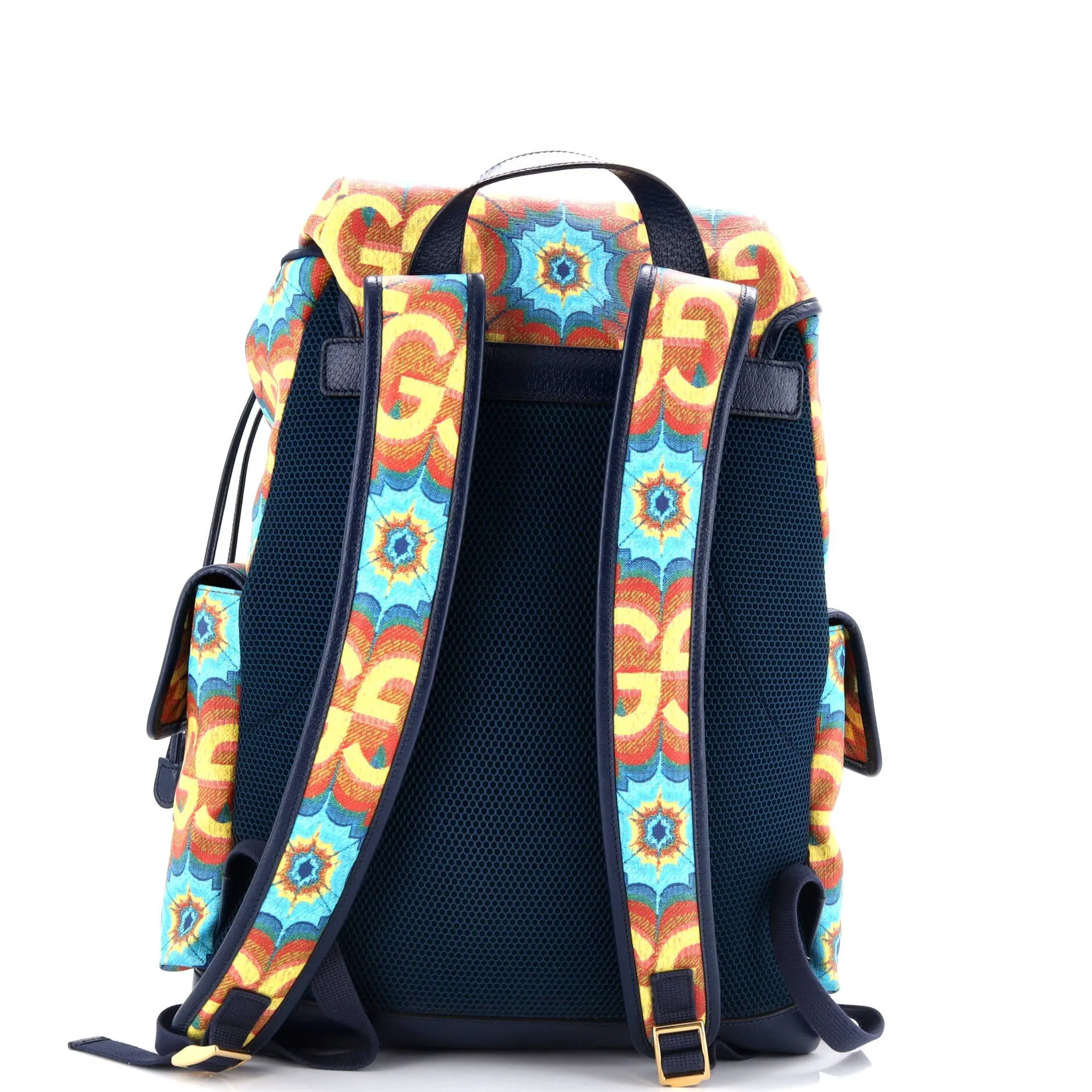 Double Pocket Belt Backpack Kaleidoscope Print GG Coated Canvas Large