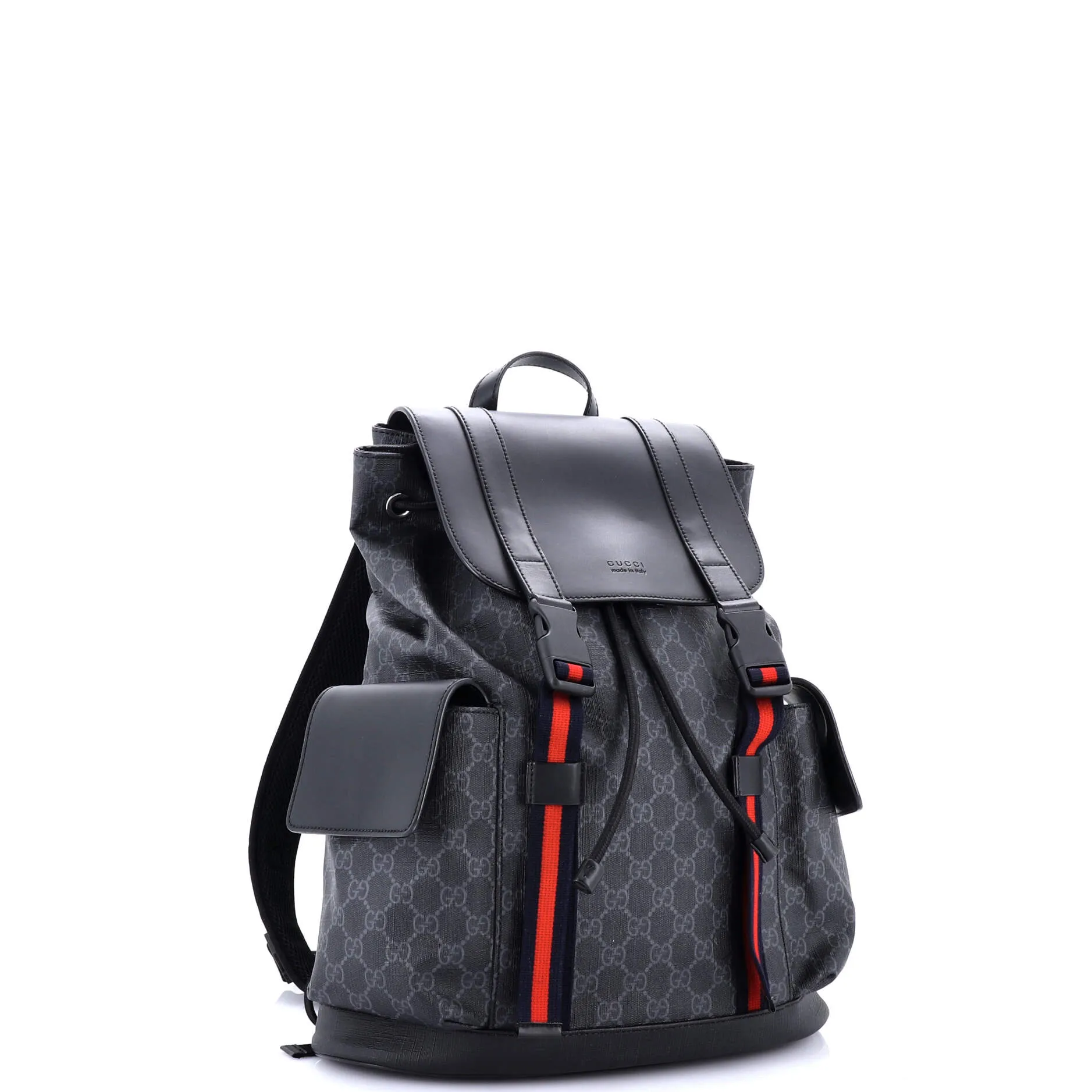 Double Pocket Buckle Backpack GG Coated Canvas Large