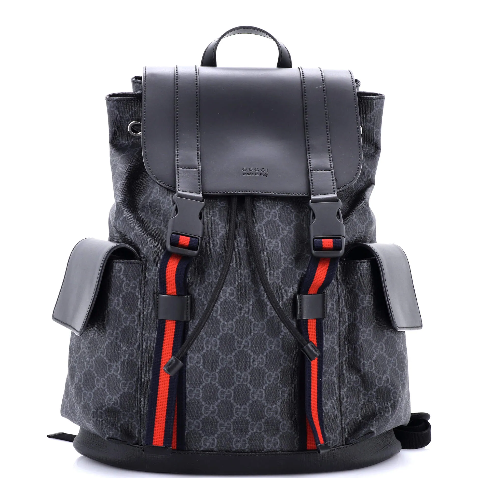 Double Pocket Buckle Backpack GG Coated Canvas Large