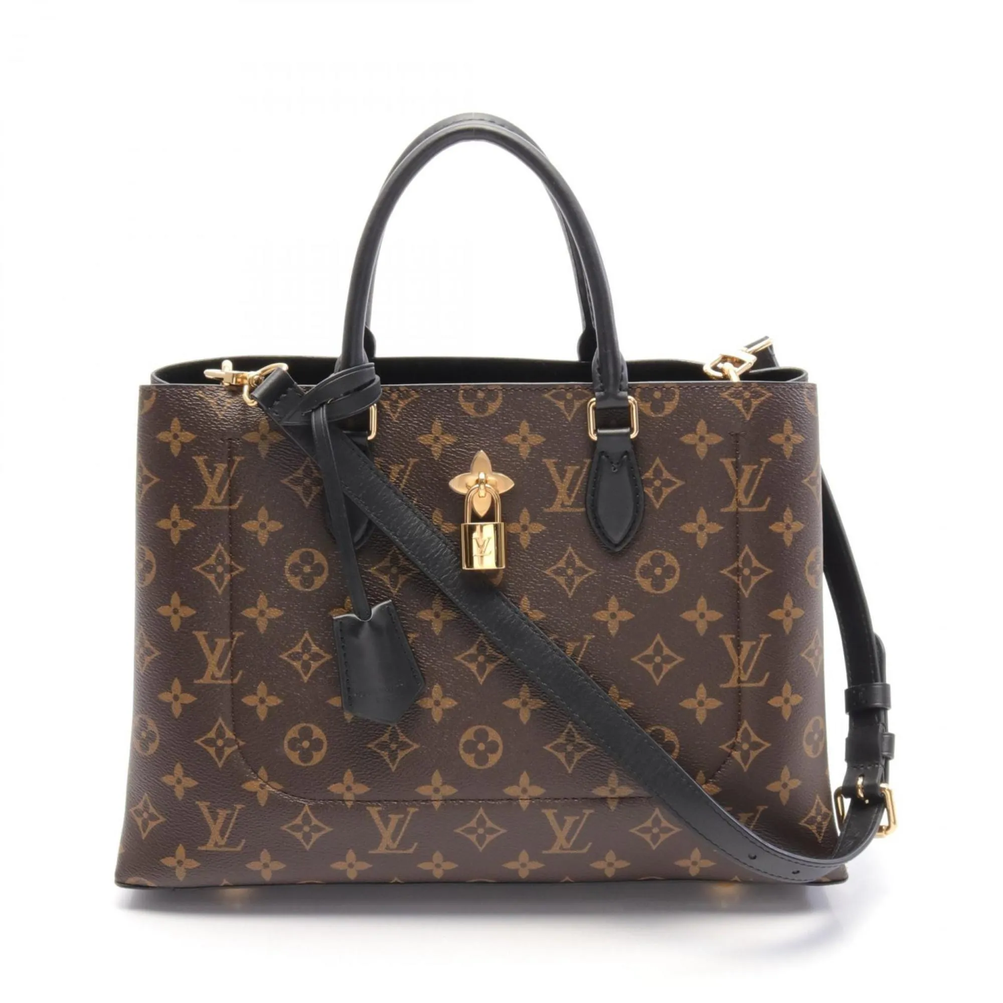 Elegant Canvas Shoulder Bag with Padlock and Key
