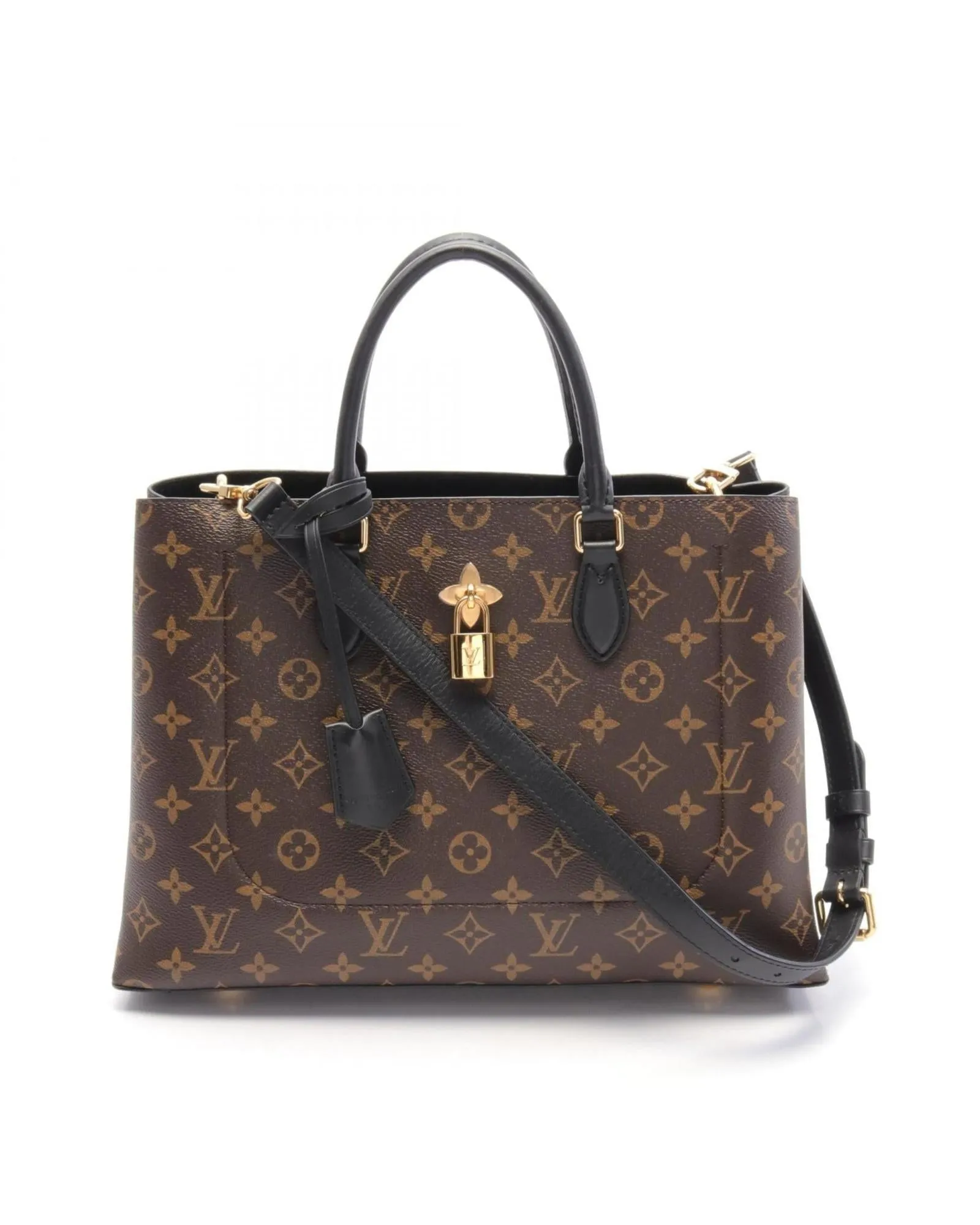 Elegant Canvas Shoulder Bag with Padlock and Key