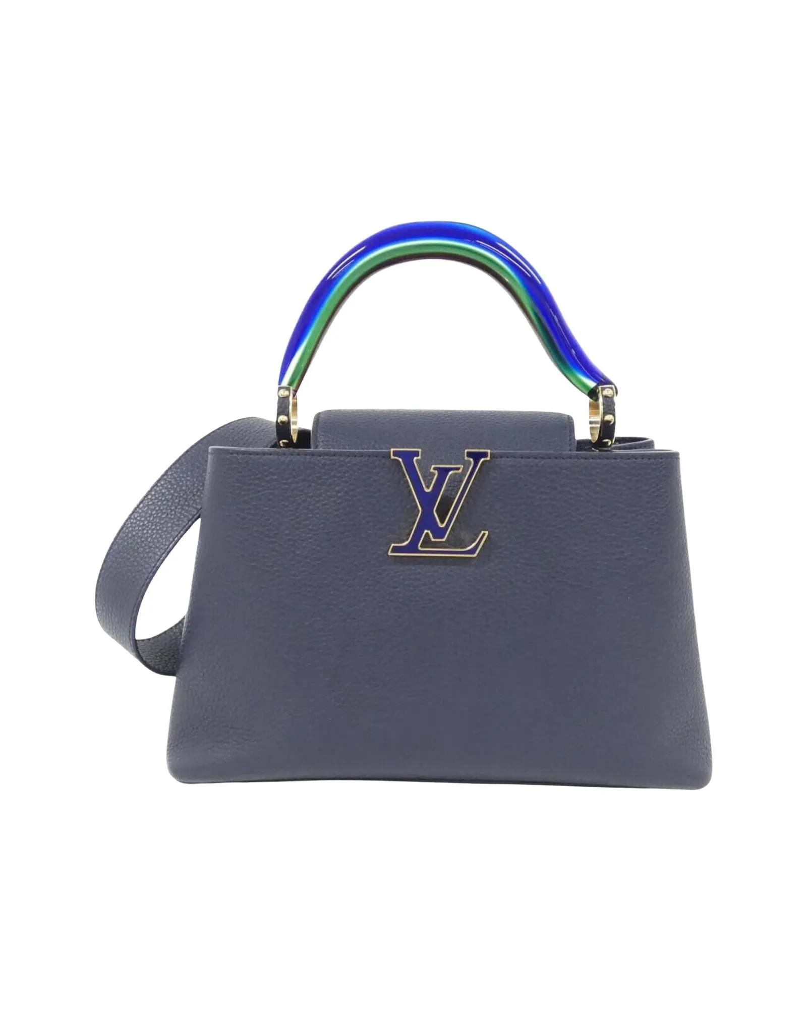 Elegant Leather Capucines with Dust Bag and Shoulder Strap