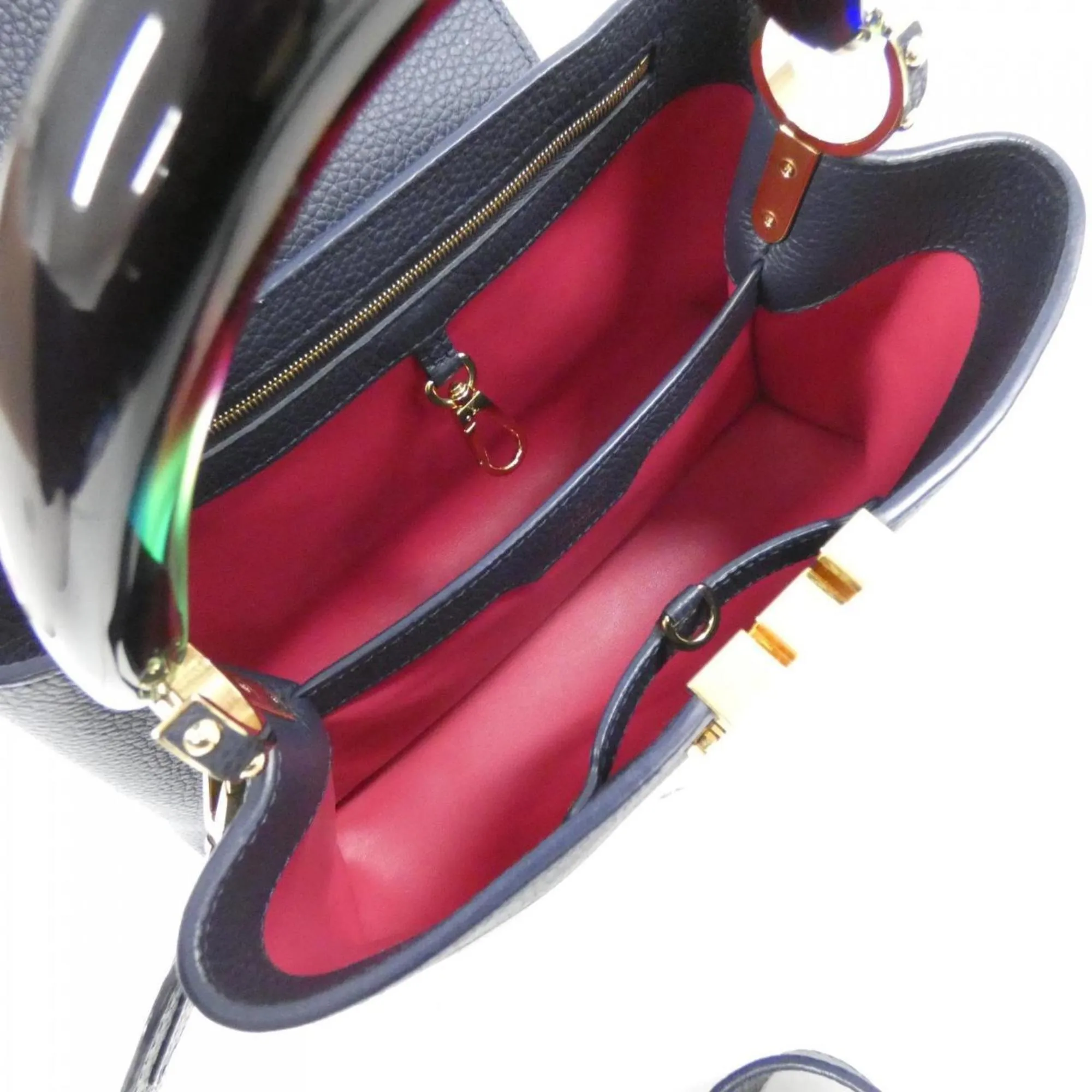 Elegant Leather Capucines with Dust Bag and Shoulder Strap