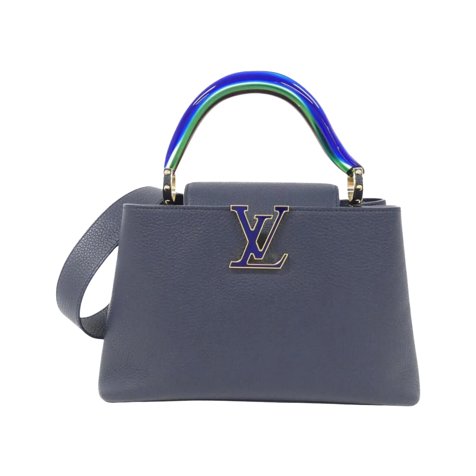 Elegant Leather Capucines with Dust Bag and Shoulder Strap