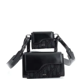 Elite Shoulder Pouch Oblique Canvas and Calfskin