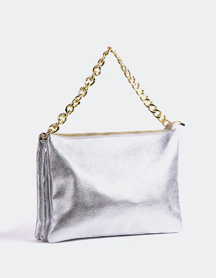 Elysia Silver Metal Leather