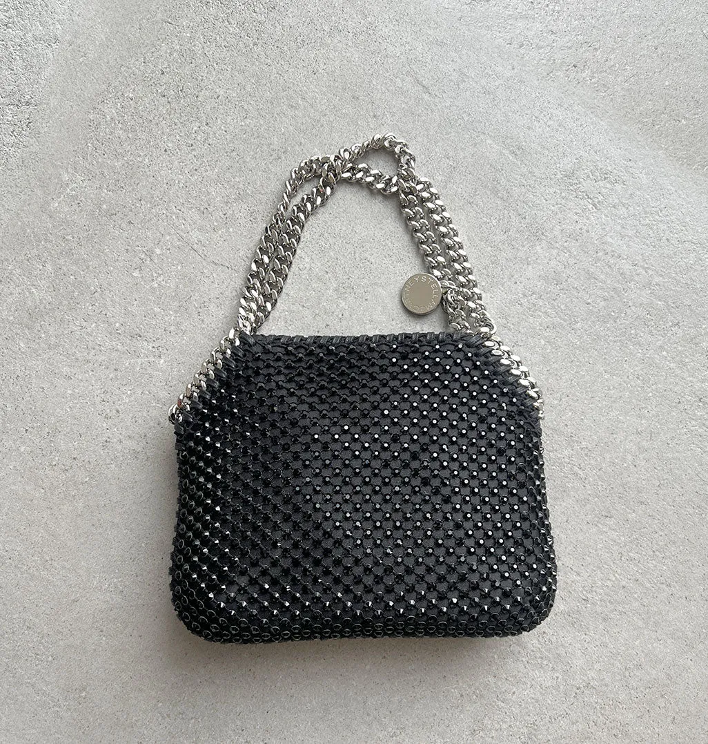Falabella Evening Crystal Mesh, Black