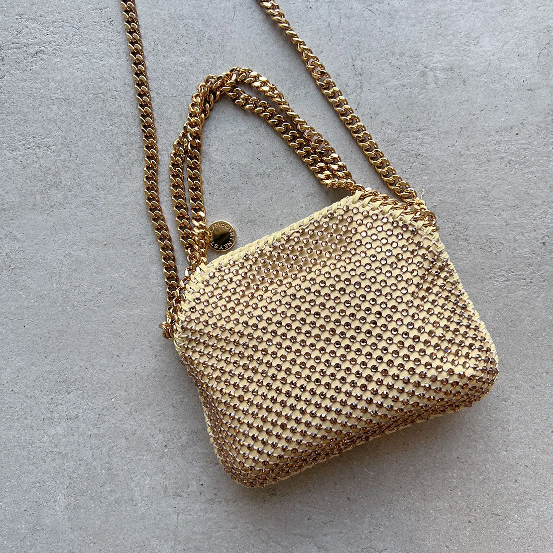 Falabella Evening Crystal Mesh, Fawn