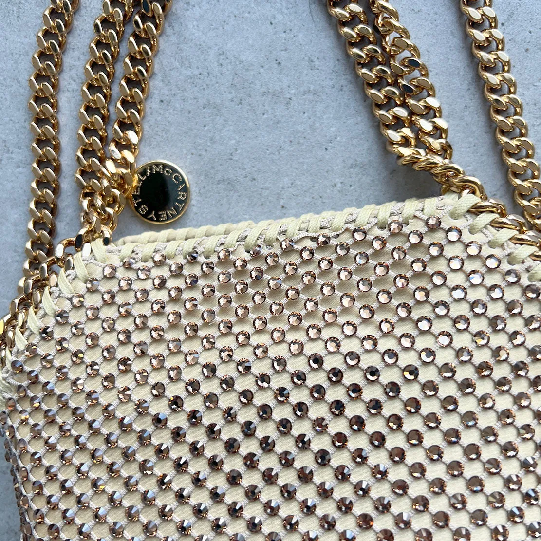 Falabella Evening Crystal Mesh, Fawn