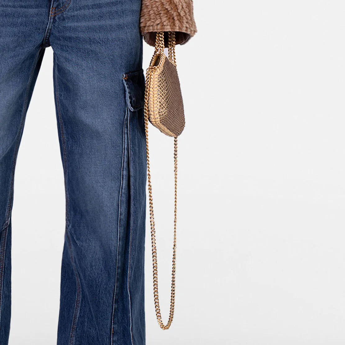 Falabella Evening Crystal Mesh, Fawn