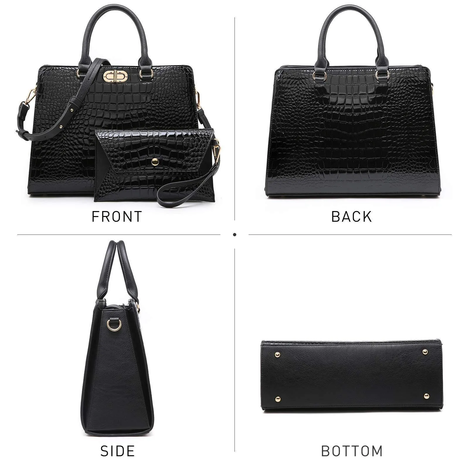 Fashion Pattern Embossed Handbag with Matching Wristlet l Dasein