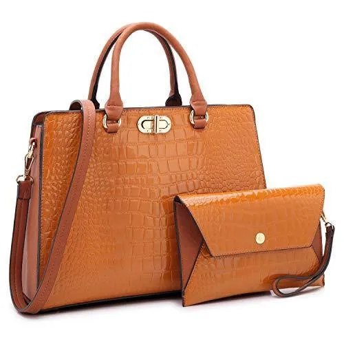 Fashion Pattern Embossed Handbag with Matching Wristlet l Dasein