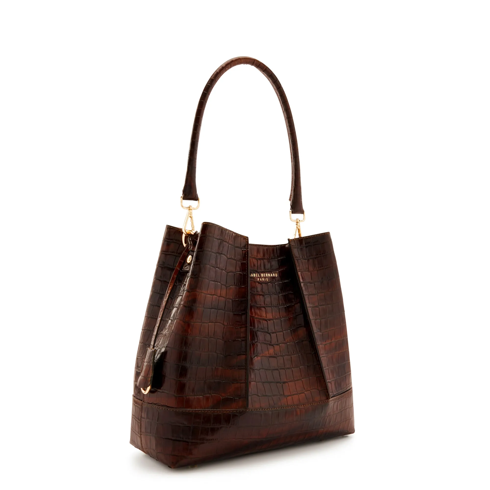 Femme Forte Macie croco brown calfskin leather handbag
